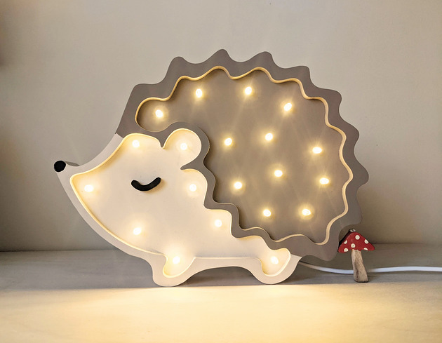 lampy do pokoju dziecka Drewniana nocna lampka LED dla dzieci jeż