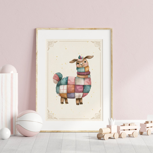 obrazy i plakaty do pokoju dziecięcego Plakat  patchwork LAMA