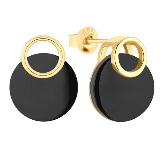 kolczyki pozłacane Kolczyki srebrne pozłacane z Onyksem
