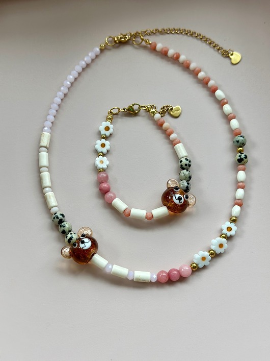 komplet biżuterii Komplet Misiowy Choker Beansoletka