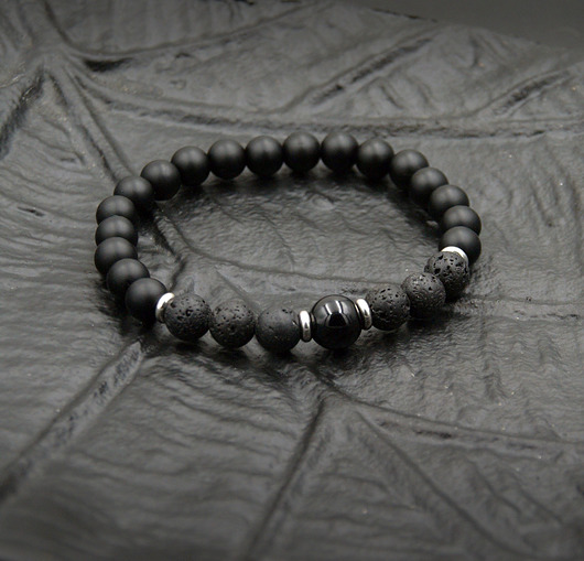 biżuteria męska OCHRONA, SIŁA, ENERGIA : turmalin, onyks, lawa