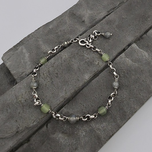 bransoletki z kamieni naturalnych Labradoryt i frenit - bransoletka