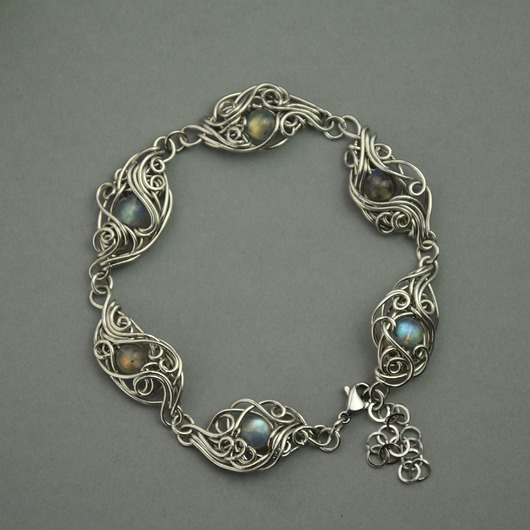 bransoletki wire wrapping Bransoletka regulowana kolorowe labradoryty wire wrapping