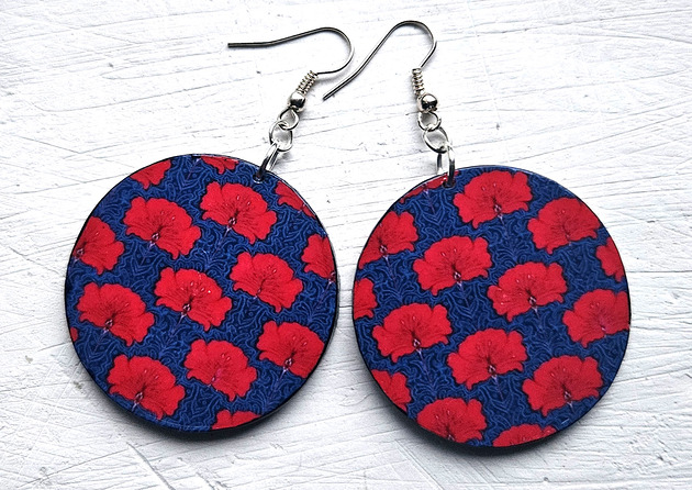 kolczyki drewniane Płomień serca