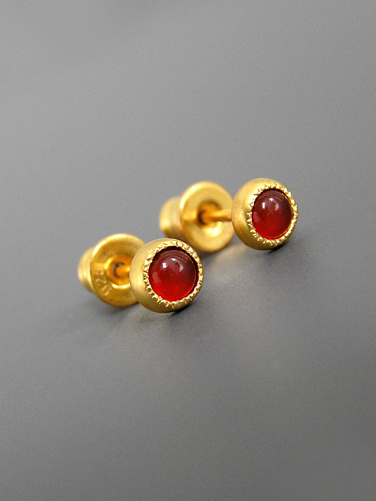 kolczyki pozłacane Kolczyki z karneolem, srebro pozłacane