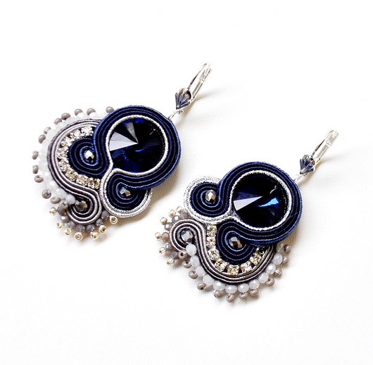 kolczyki soutache Sutaszowe kolczyki BLUE