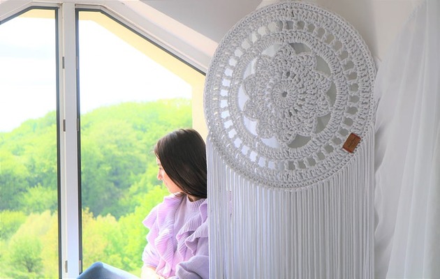 łapacze snów Nowoczesny Mandala Chunky Łapacz snów biały KOLORY