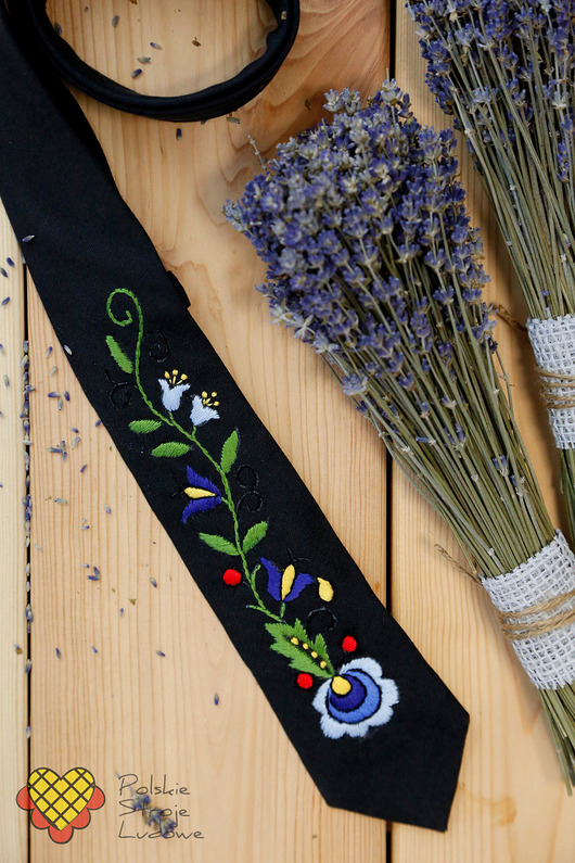 muszki i krawaty Krawat ludowy haftowany