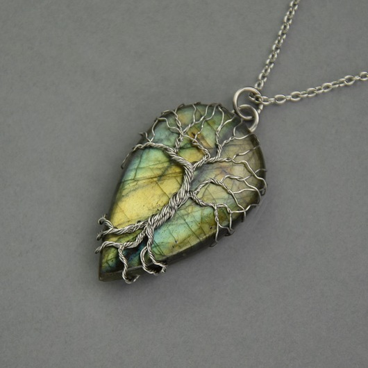 wisiory Wisiorek drzewo życia  labradoryt wire wrapping