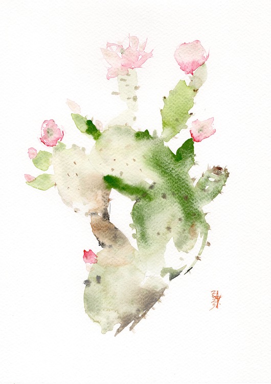 obrazy Oryginalna akwarela. Kaktus