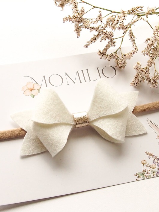 Opaska do włosów BUTTERFLY BOW MAXI WHITE Momilio