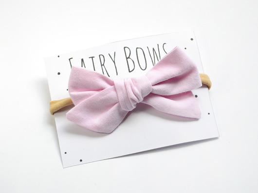 FairyBows opaska kokardka wiązana jasny róż FairyBows