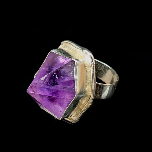 pierścionki srebrne Pierścionek Baśniowy kryształ ametystu