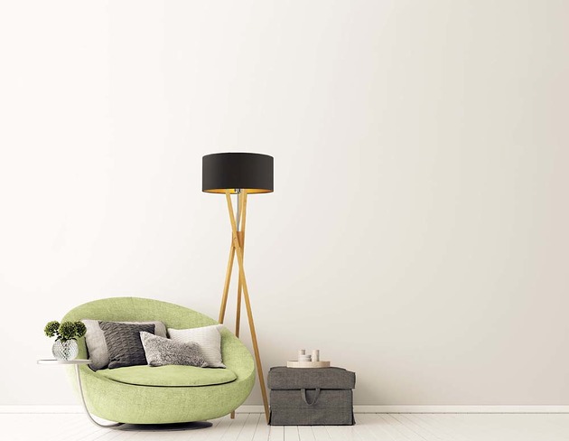 lampy podłogowe Drewniana lampa podłogowa na trzech nogach do salonu ELX GOLD