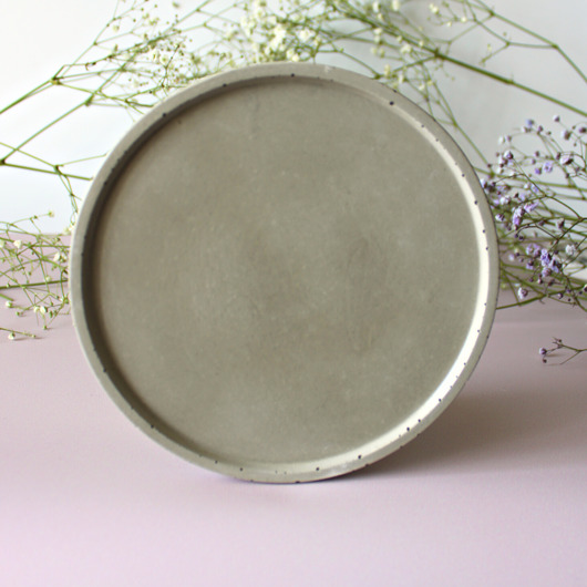 pojemniki na biżuterię Betonowa taca okrągła szara 16cm