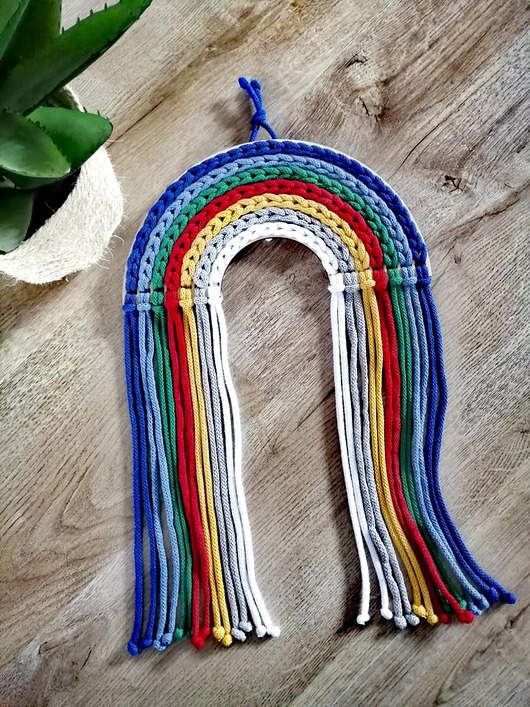 makramy Tęcza, zawieszka ścienna na szydełku t03
