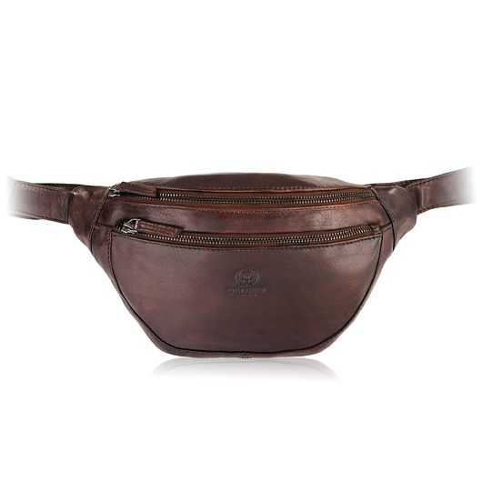 torby i nerki męskie Saszetka męska nerka skórzana na pas brązowa elegancka Paolo Peruzzi SL-04-BR