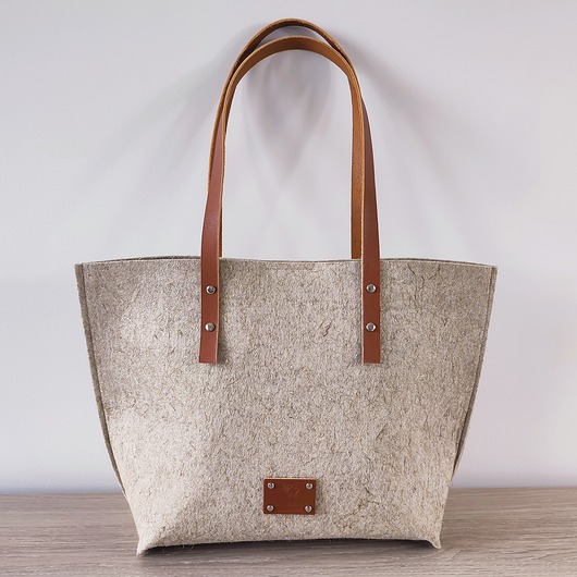 torby na ramię Torebka lniana - len i skóra - minimalistyczna