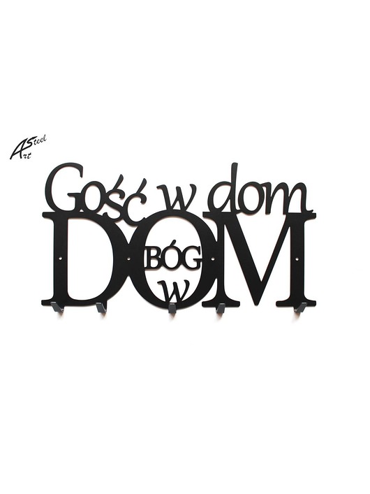 Wieszak ubrania Gość w dom Bóg w dom, dekoracja ArtSteel