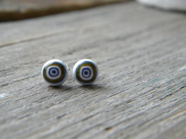 kolczyki wire wrapping Szalone oczy    - sztyfty