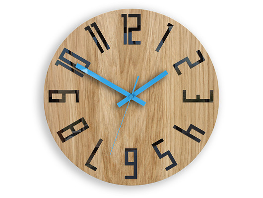 Zegar ścienny Dąb Slim Black_BlueE 33,5 cm ModernClock
