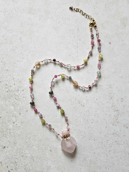 złote naszyjniki Naszyjnik N54  Perfumetka, kwarc różowy