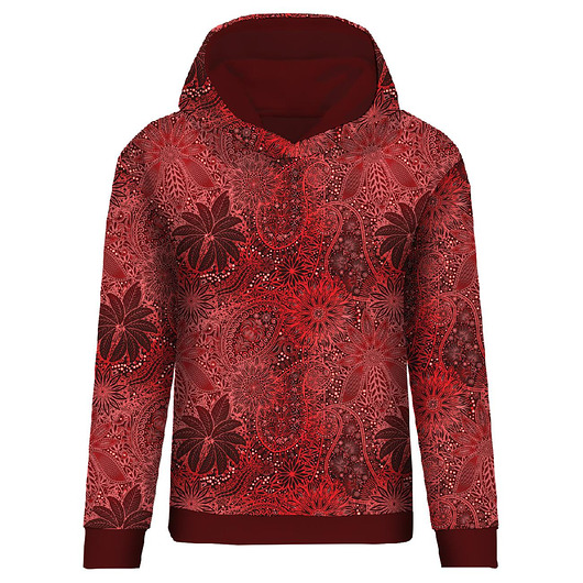 bluza z kapturem damska Bluza damska klasyczna z kapturem - CZERWONY AŻUR