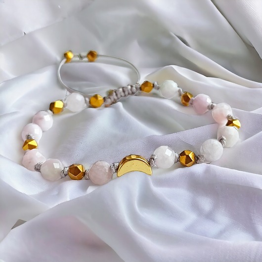 bransoletki z kamieni naturalnych MIŁOŚĆ, kreatywne myślenie, walka z depresją - KUNZYT - lunula