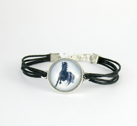 bransoletki na sznurku Bransoletka - Czarny koń - czarna, sznurki