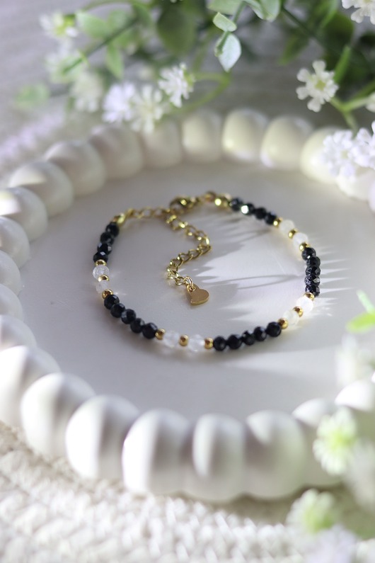 bransoletki złote Bransoletka z Kryształem Górskim, Bransoletka z Turmalinem