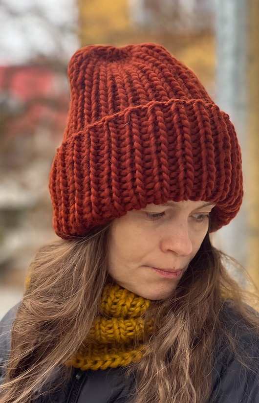 czapki damskie Zimowa czapka z wełny peruwiańskiej Lumi rdzawy brąz