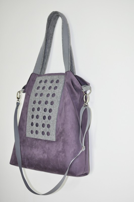 Torba hobo XXL - wrzos, szarość PRACOWNIA 166