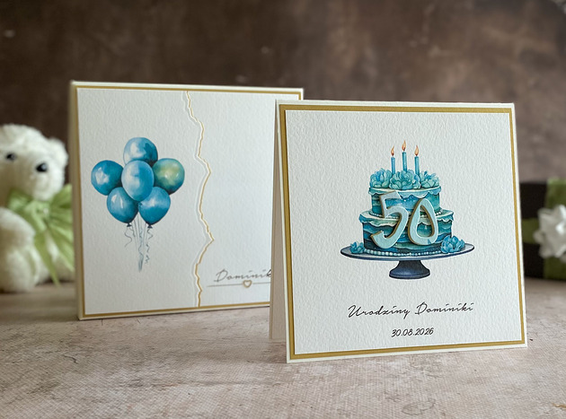 kartki scrapbooking Kartka na 50 urodziny z pudełkiem i kopertą, BH 31