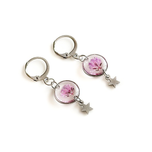 kolczyki z żywicy Kolczyki wiszące z kwiatami