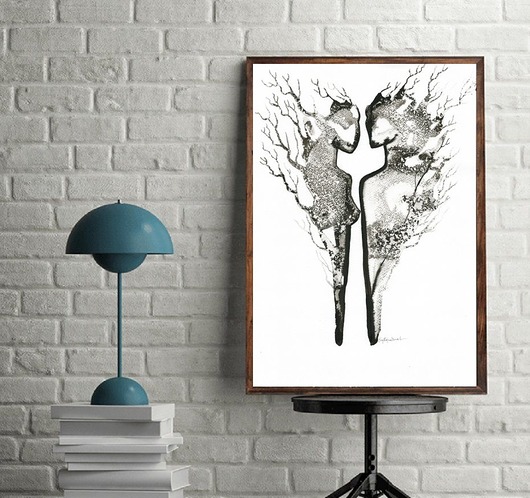 grafika 30x40 cm wykonana ręcznie Krystyna Siwek Art