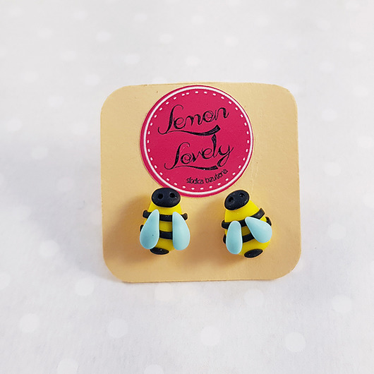 Pszczółki sztyfty kolczyki małe stal szlachetna Lemon Lovely