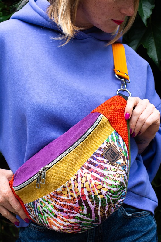 saszetka nerka Kolorowa nerka damska duża saszetka handmade ZEBRA VIBE