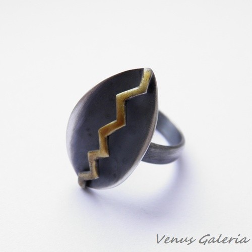 Pierścionek - Zygzak szary VENUS GALERIA