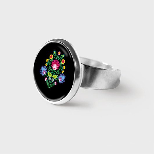 pierścionek z żywicy Pierścionek - Folkowy czarny