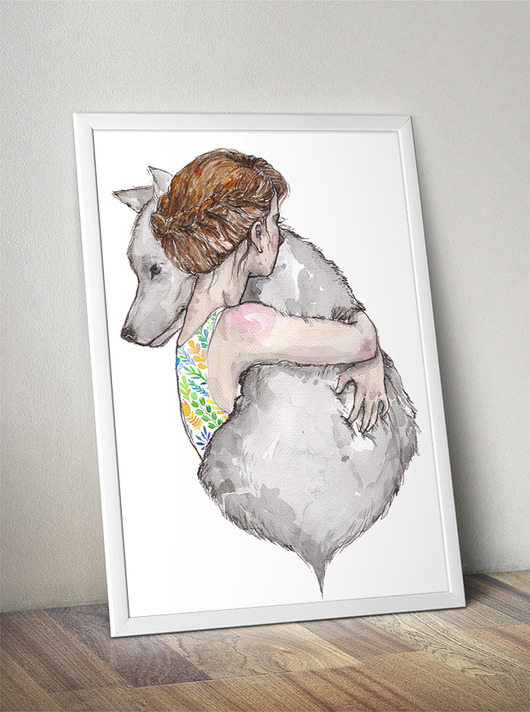 plakaty Plakat- ilustracja akwarelowa WILK 50 x 70cm