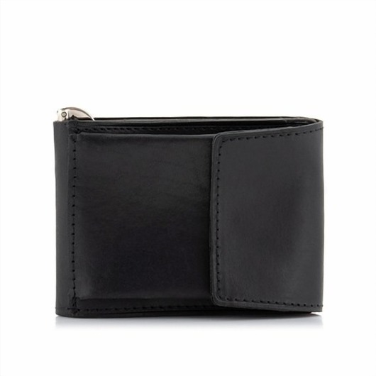 portfele męskie Portfel Skórzany Slim Wallet z Klipsem Banknotówka Jucht Czarny BW68
