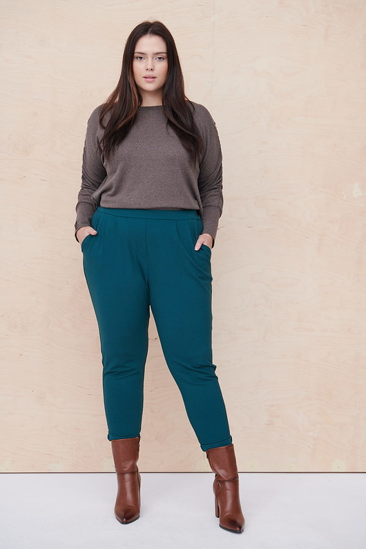 spodnie materiałowe damskie Spodnie Damskie Polo Plus Size Morski - 44/46