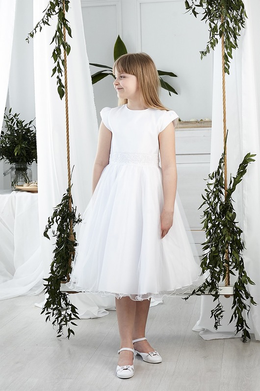 sukienki komunijne Ecru tiulowa sukienka dla dziewczynki Delfina