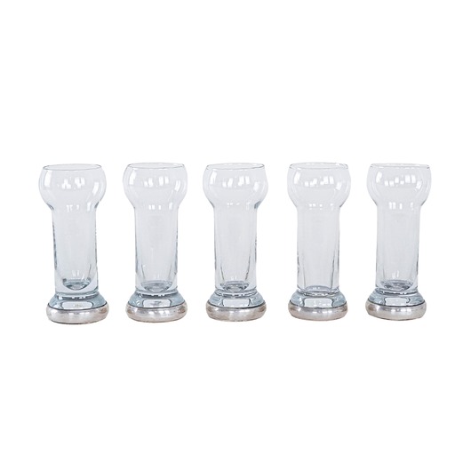 szklanki i kieliszki Komplet pięciu szklanek, włoski design, lata 70, produkcja: Włochy