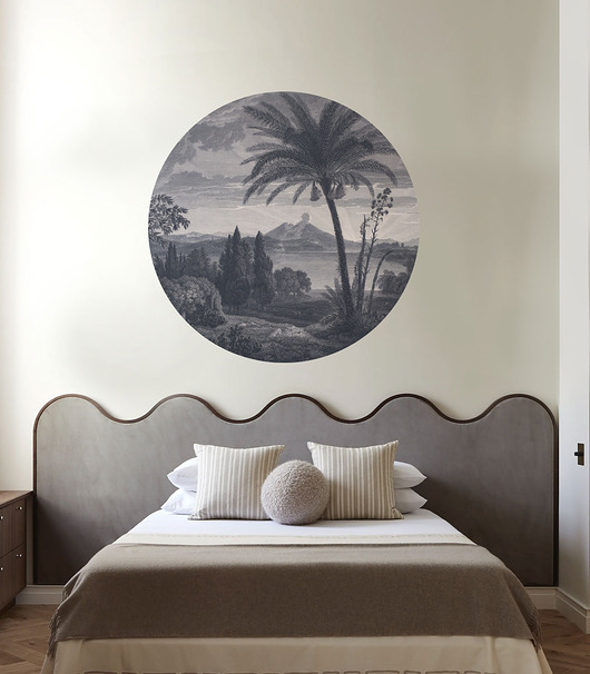 tapety i naklejki ścienne Dots Tropical Volcano Vista blue - samoprzylepna tapeta w kształcie koła