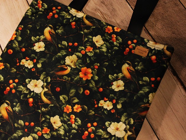 torby na ramię Torba ptaki kwiaty gil