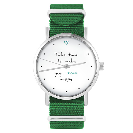 zegarki damskie Zegarek - Happy soul - zielony, nylonowy