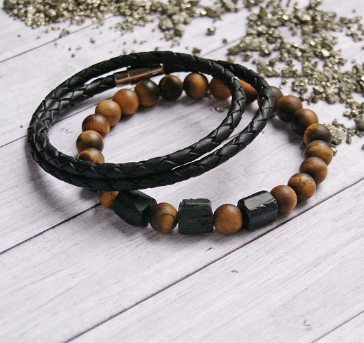 biżuteria męska KOMPLET - odwaga, ochrona - tygrysie oko