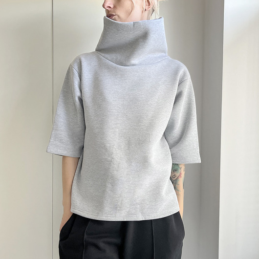 bluza bez kaptura damska Bluza golf rękaw do łokcia szara