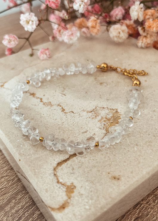 bransoletki z kamieni naturalnych Bransoletka pozłacana z kamieni naturalnych Kryształ Górski sieczka